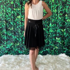 Black A-Line Skirt with Tooling